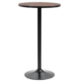 HOMCOM 42 Bar Height Round Table Weathered Wood Top Steel Frame for Home Bar Kitchen Dining Room Brown Black