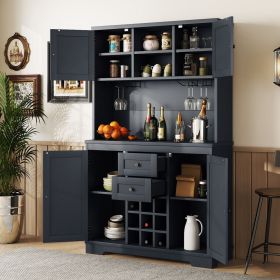Coffee Bar Cabinet Kitchen Cabinet with Storage, Farmhouse Wine Cabinet with Drawers shelves and cabinets