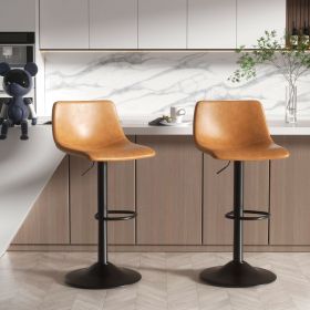 Bar Stools Set of 2 Modern Swivel Bar Chairs, Barstools Counter Height with Backrest, Adjustable Faux Leather Upholstered Bar Stool for Kitchen I