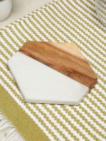 Trivet Marble and Wood Large Coasters | Marble and Acacia Wood |  Kitchen Table Protector