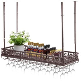 VEVOR Ceiling Wine Glass Rack, 35.8 x 13 inch Hanging Wine Glass Rack, 18.9-35.8 inch Height Adjustable Hanging Wine Rack Cabinet