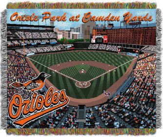 Orioles Camden Yards OFFICIAL Major League Baseball; "Stadium" 48"x 60" Woven Tapestry Throw