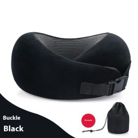 Soft Memory Foam Travel Neck Pillow U Shape Adjustable Support Comfortably Sleeping On Plane Car Office Noon Break (Option: Deep Black Card Deduction)