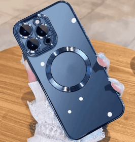 For 14 13 12 11 Pro Max Case Mag Safe Magnetic Camera Lens Cover (Option: Navy Blue-IPhone13ProMax)