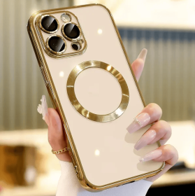 For 14 13 12 11 Pro Max Case Mag Safe Magnetic Camera Lens Cover (Option: Gold-IPhone13Pro)