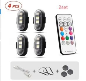Wireless Remote Control Colorful Strobe Light (Option: 4LightsWithRemoteControl 2set)