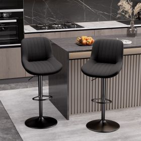 Bar Stools Set of 2, Kitchen Swivel Counter Barstool Adjustable Height Island Bar Chairs Modern Stools (Color: Black)