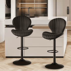 Bar Stools Set of 2 Modern Swivel Bar Chairs, Barstools Counter Height with High Backrest, Easy 3-5 Minute Assembly for Bar, Kitchen, Dining Room (Color: Black, count: 2set)